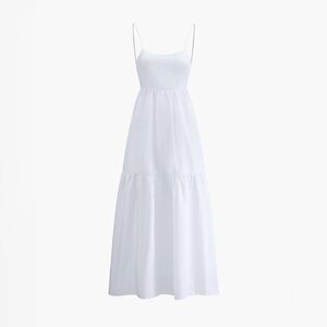 Commense White Backless Spaghetti-Strap Tiered Maxi Dress